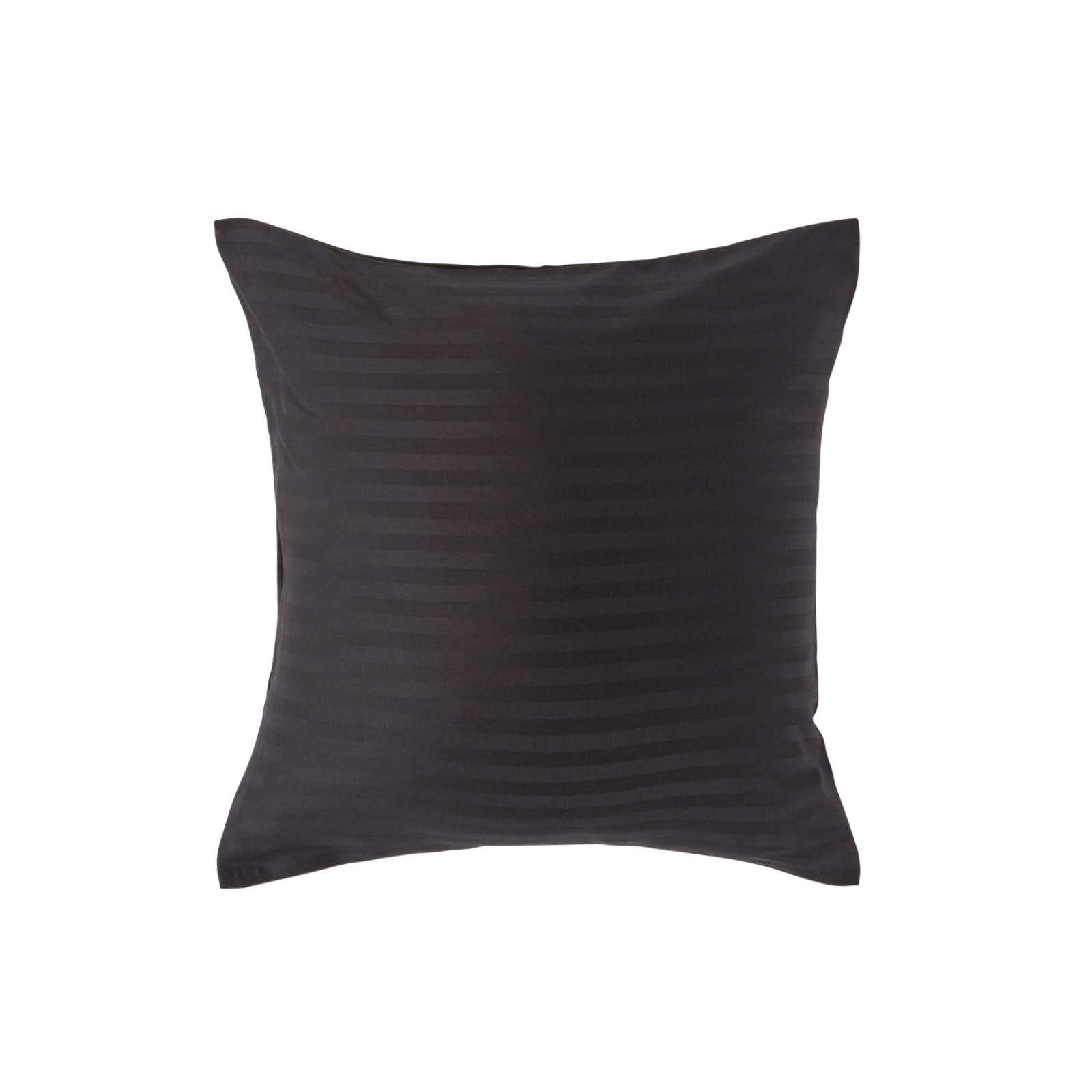 Homescapes Black Pure Egyptian Cotton Euro Size Pillowcase 40 X 40 Cm 330 Tc 500 Thread Count Percale Equivalent Satin Stripe Pillow Case With Zip