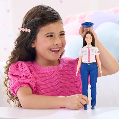 Image of Barbie Careers Pilot Fashion Doll Wearing Removable Look with Flight Uniform & Shoes, Plus Hat Accessory | Fashion Doll Wearing Removable Flight Uniform & Hat Accessory, Ages 3+