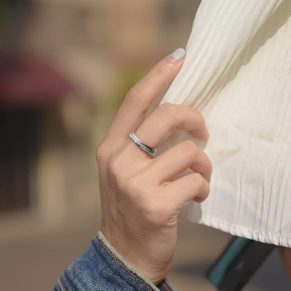 THREE KEYS JEWELRY Tungsten Rings for Women Wedding Band with Opal Stone Foils Inlay Unisex Engagement Ring Domed Polish - Image 4