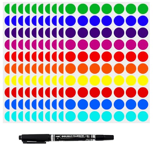 RT 700 Stück Adhesive Dots, klebepunkte,Dot Stickers, klebepunkte bunt,Marking Dots, bunte klebepunkte,Color Coding, Round Stickers, Adhesive Labels, Round Labels for DIY, Office, Calendar (20mm)