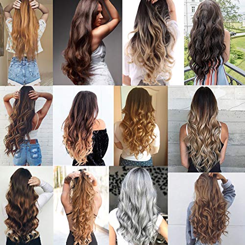 image for SLLIE 7Pcs 16 Clips Curly Straight Double Weft Clip in Hair Extension 