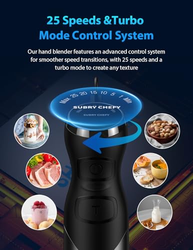 2025 New 1000W Immersion Blender Handheld – 25-Speed, Stainless Steel, Hand Blender, Corded Hand Mixer with Heavy-Duty Copper Brushless Motor & Gift Box image 4