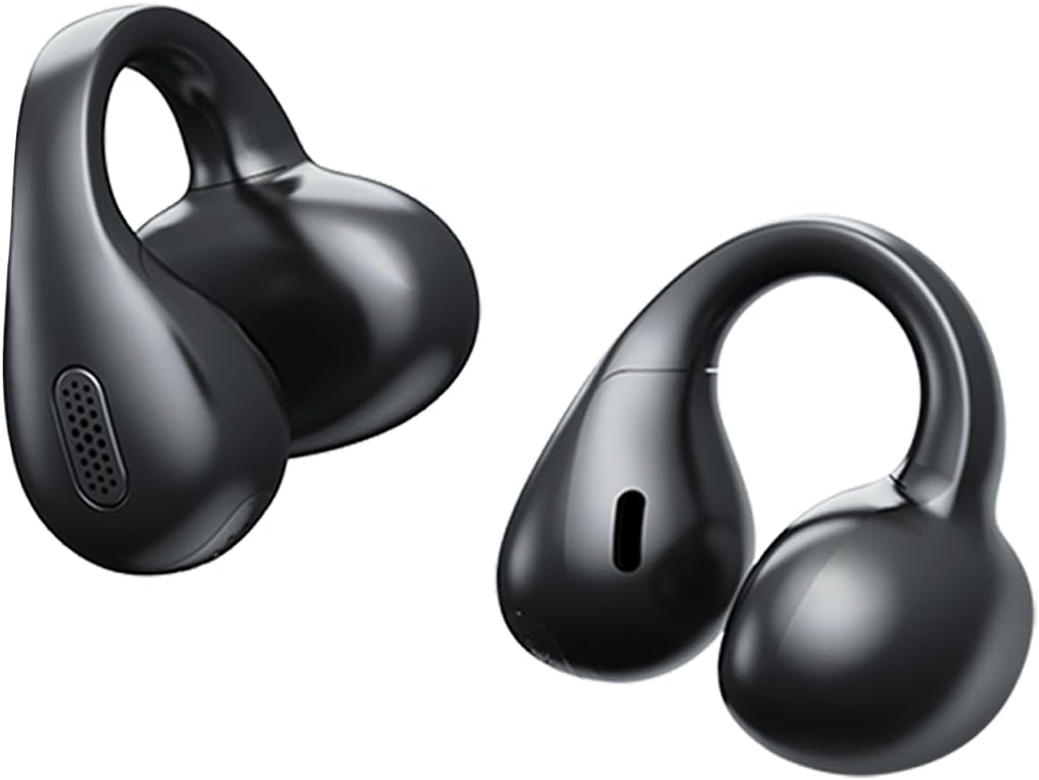 Q8 Open-Ear Clip-On Wireless Earbuds, Latest Bluetooth 6.0 Headphones, Hi-Res LDAC Spatial Audio Earphones, 4-Mic ENC for Clear Calls, 40H of Playtime, Secure Fit, Open-Ring Comfort, Black