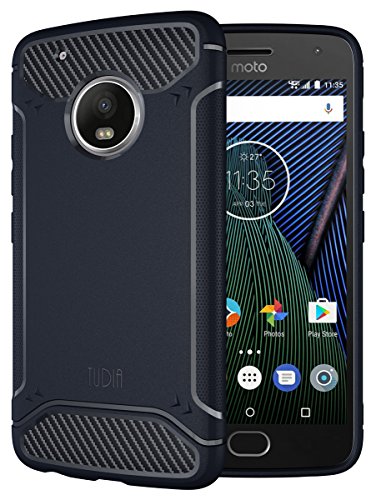 Moto G5 Plus Case, TUDIA Carbon Fiber Design Lightweight [TAMM] TPU Bumper Shock