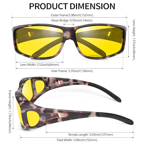 Image of URUMQI Night Vision Driving Glasses Fit Over Eyeglasses for Men Women