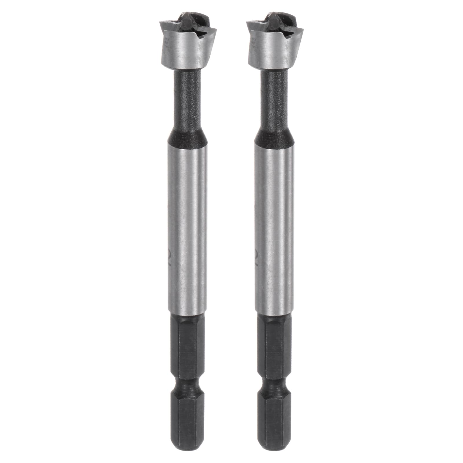 HARFINGTON 2pcs Forstner Drill Bits 12mm (15/32") Multi-Tooth Serrated Carbon Steel Wood Hinge Drill Bit with 1/4" Hex Shank for Hardwood Softwood