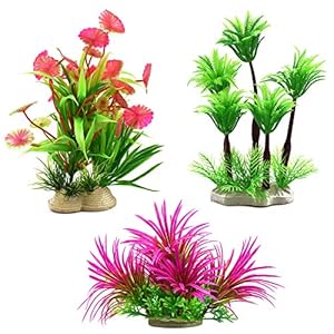 Dokpav Piante Artificiali Acquario kit, 3 pezzi Grande Pianta Piante Acquario Artificiali Plastica Artificiale Accessori per Acquario Decorazioni – 6 * 16 cm