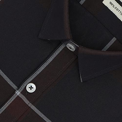 Image of GHPC 100% Cotton Checkered Half Sleeves Regular Fit Formal Shirt for Men