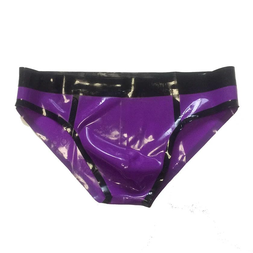 GAYLOP Sexy Latexhöschen Herren Dessous Gummishorts Handgefertigte Slips -Rosa und Schwarz-L