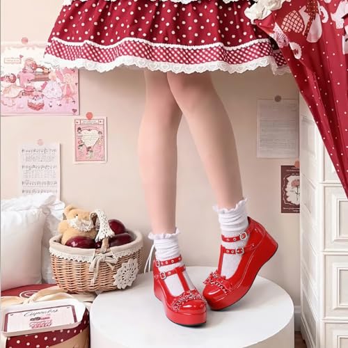 Image of CELNEPHO Women Mary Jane Platform Pumps Ankle Strap Gothic Dress Shoes
