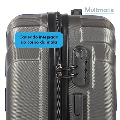 Mala de Viagem de Bordo Pequena 10Kg em ABS Rodinhas 360º Multmaxx (Cinza)