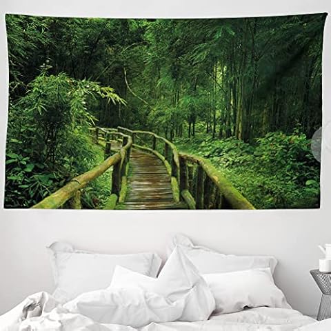 ABAKUHAUS Selva Tapiz de Pared y Cubrecama Suave, Bosque Tropical Tailandia, 230x140 cm, Verde Cover