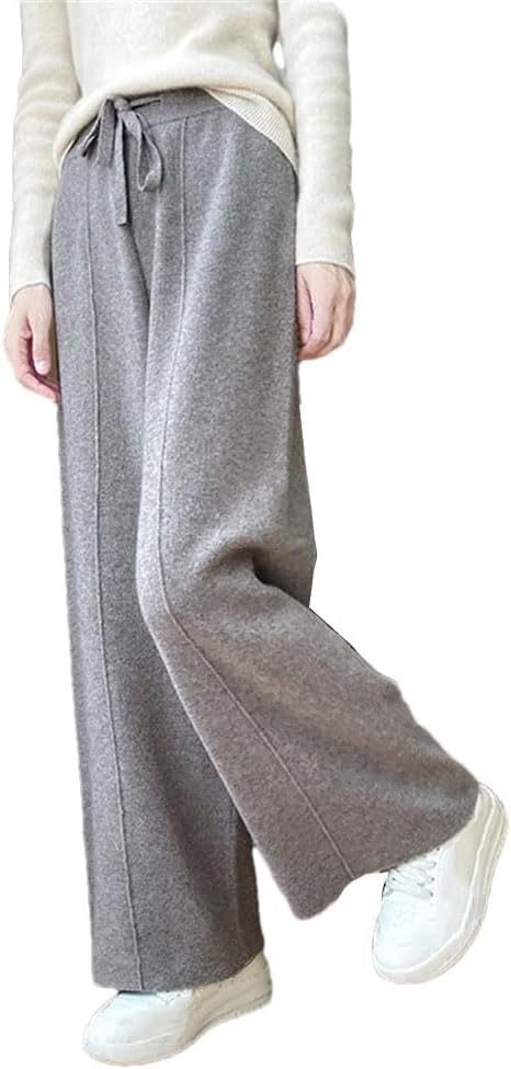 レディース メリノウール ストレートパンツ ハイウエスト オフィス ニット 厚手 トラウザーズ