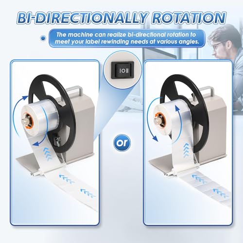 Frifreego Automatic Label Rewinder, Speed-Adjustable Sticker Rewinder, Bidirectional Label Rewinding Machine, Synchronized with Printer, 1"/1.5"/3" Core Holder, Width 3.54" by Frifreego - Image 2