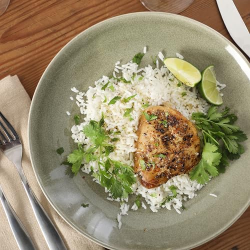 Image of Gibson Elite Castle Peak Plates and Bowls Set, 12-Piece Dinnerware Set, Green Reactive Glaze Stoneware Dishes, Dinner Plates, Salad Plates & Cereal Bowls