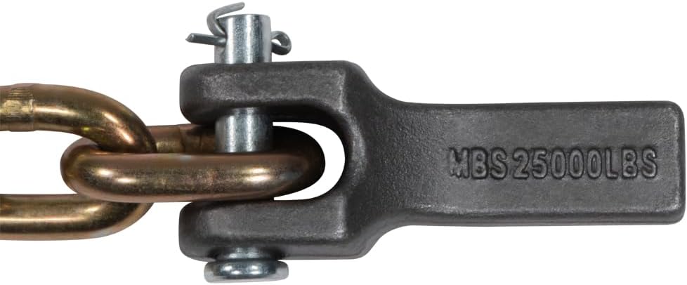 Mytee Products (4 Pack 36 inch Grade 70 Trailer Safety Chain with 3/8" Clevis Snap Hook & Chain Retainer - 25000 lbs Breaking Strength - Transport 3/8 Safety Chains with Clevis Hook for Towing