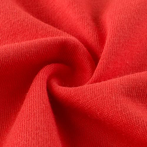 2026 Camiseta básica de manga corta para niños y niñas, informal, camiseta de verano, camiseta de color sólido, camiseta de fútbol, rojo, 1 año