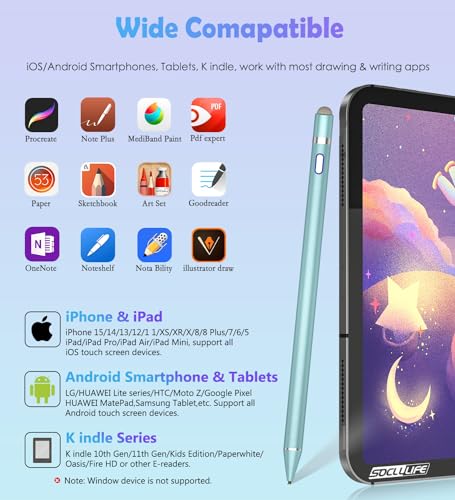 Image of Active Stylus Pen for Touch Screens, Dual Pen Tips for Drawing &Writing,High Precise Universal Digital Pencil for i-Pad Air /Pro /Mini, A-pple i-Phone 17 /16 /15 /14 /13,Tablet /Phone /Sam-sung /K-indle - Blue