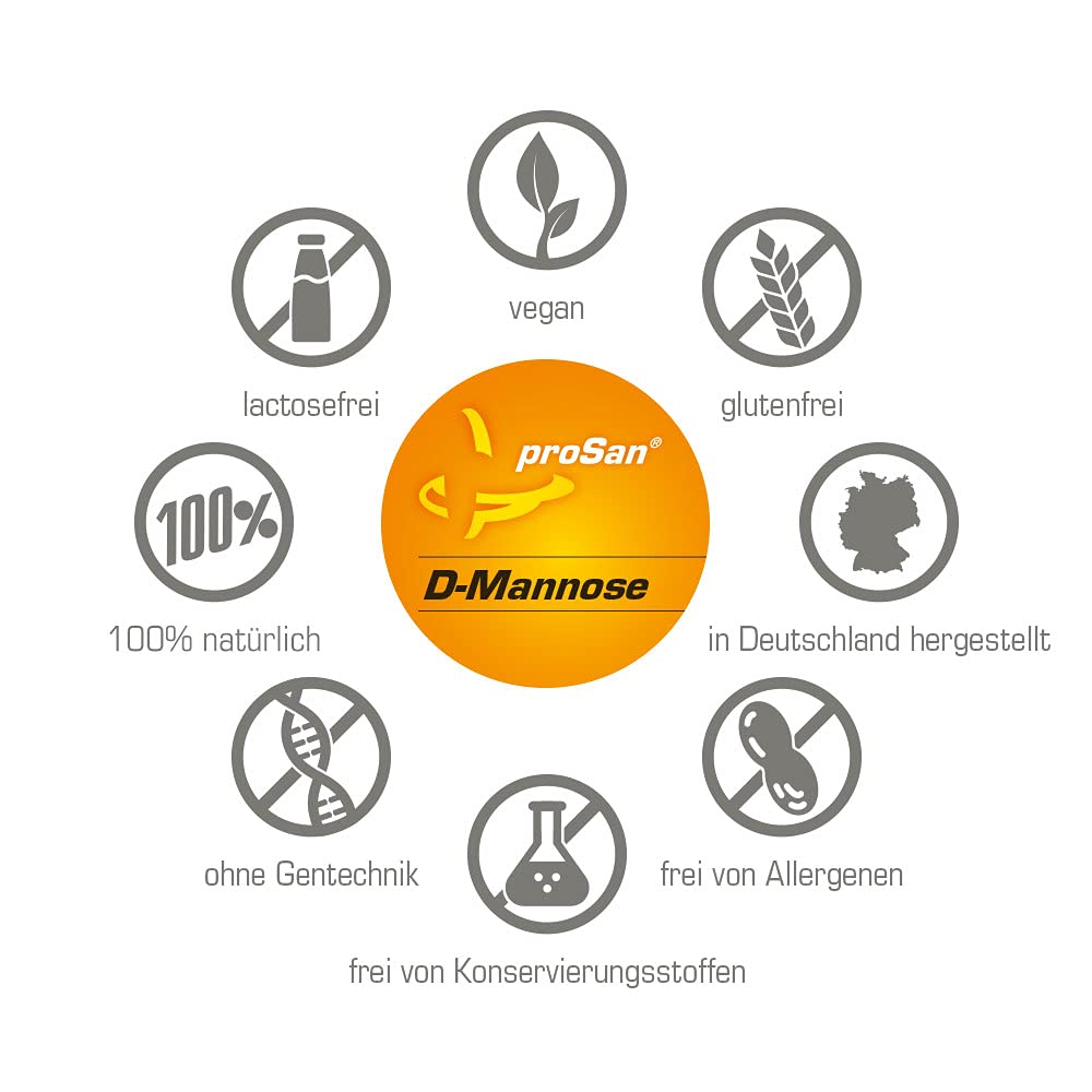 proSan D-Mannose Pulver (Monatspackung: 30 Sachets) | Vegan, 100% Naturbelassen aus Birke, Antibiotikafrei, Praktische Einzeldosen, Frei von Zusatzstoffen
