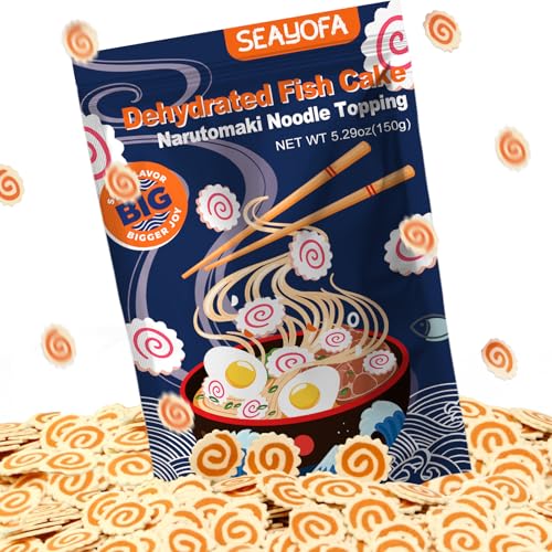 5.3oz Big Dehydrated Narutomaki Fish Cake for Ramen Topping Double-Sized Japanese Fishcake Swirl Slices for Instant Noodles Bento Soup Anime Lunches