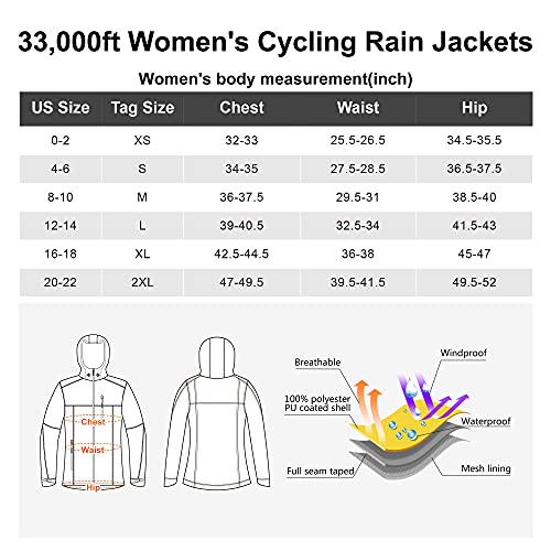 33,000Ft Women'S Raincoats Lightweight Waterproof Rain Jackets With Hood Packable Rain Jacket Women For Cycling thumb #5