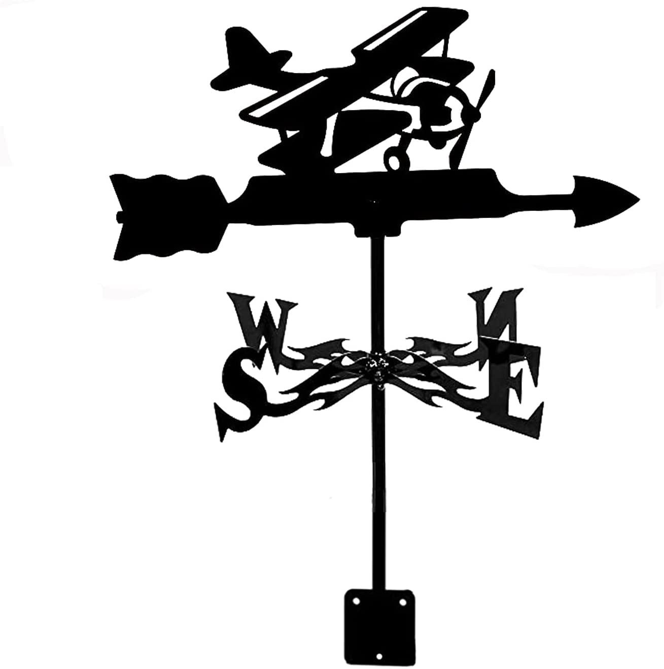 TAXXII Weathervane Airplane Motorcycle Weather Vanes Weathercock Stainless Steel Wind Direction Indicator Vane Measuring Tools with Coating,Airplane