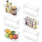 Vtopmart Clear Plastic Pantry Organizer Bins, 6 PCS Food Storage Bins with Handle for Refrigerator,...