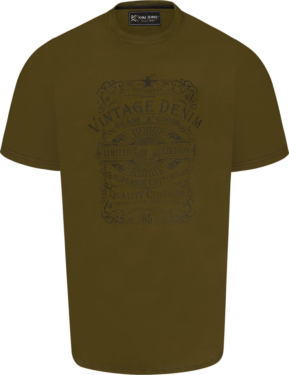 Kam Men's Green Jeanswear Vintage Denim Graphic Print Ss T-Shirt - 8XL