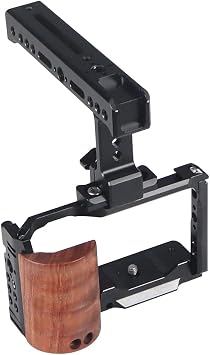 Camera Cage Wooden Handle with Quick Release Kit Compatible with Sony ZV-E10 Camera Kit A