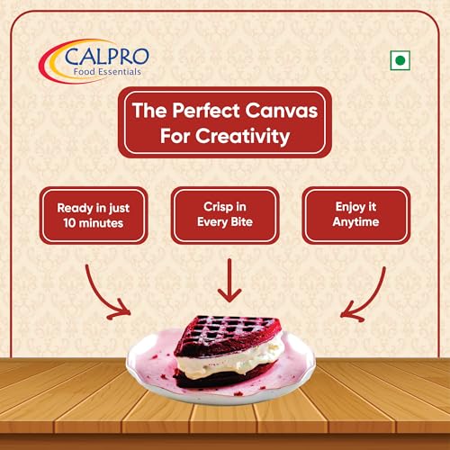 Image of Calpro's Eggfree Red Velvet Waffle Mix: Instant Premix for Baking | Crunch And Crust,Sweet Flavours ! Ready in Min ! Melt-In-Mouth -100% Vegetarian ! Cake Mix Power 450grm