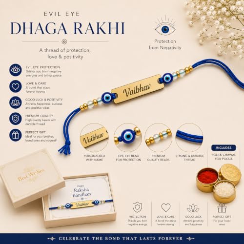 Image of Unisex-Adult Customized Name Rakhi For Brother | Rudraksha Beads, Custom Name Engraving, Adjustable Fit