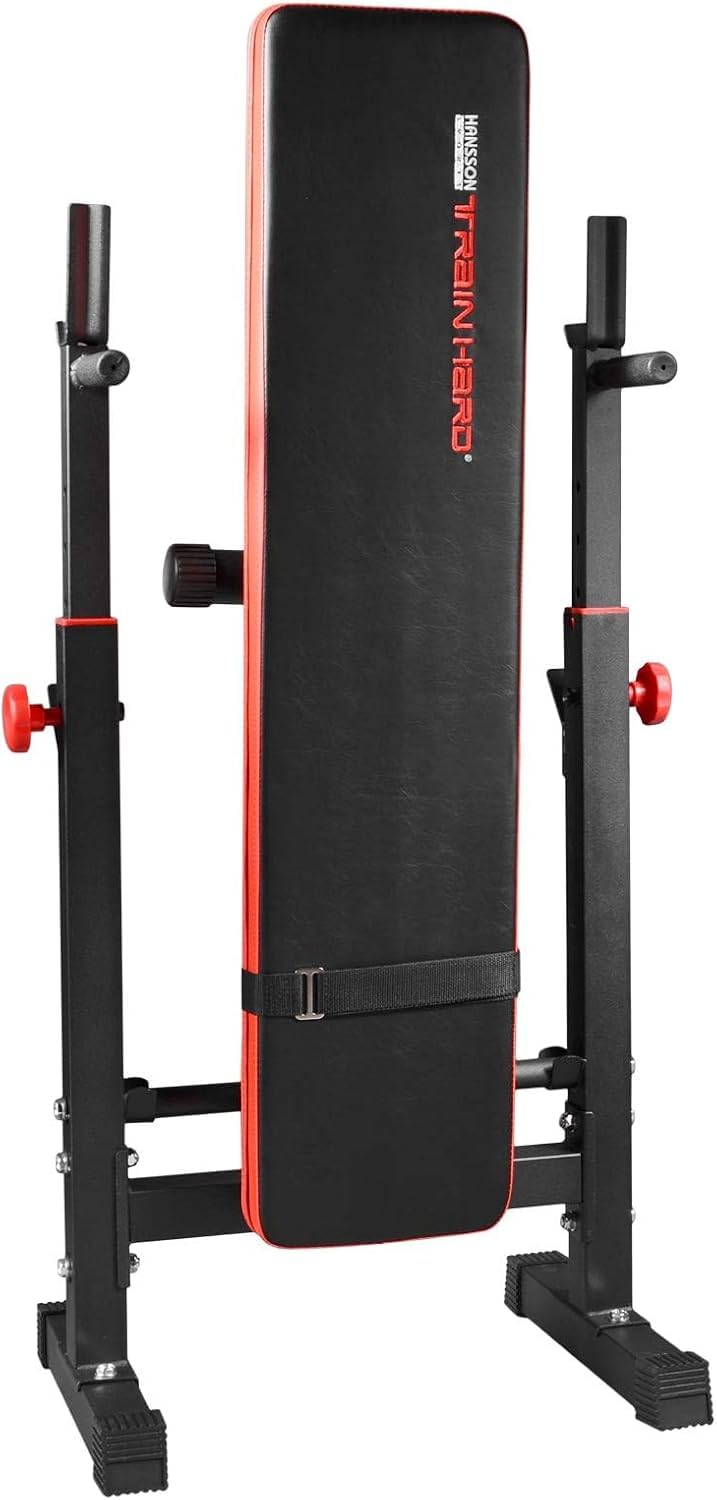 TrainHard Multi Hantelbank Blackcombo klappbar mit Lang- und Kurzhantelstange und 50kg Hantelscheiben