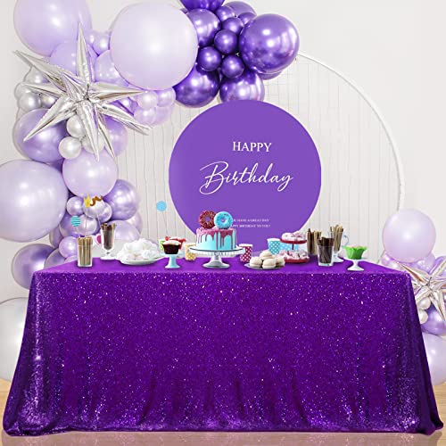 Image of B-COOL Sequin Tablecloths Purple Glitter Tablecloth Mermaid Table Cloths for Halloween Parties Sparkly Wedding Decoration 50x50inch