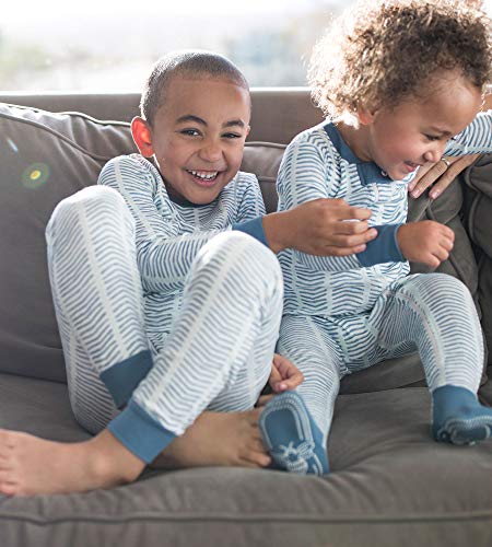 Burt's Bees Baby Baby Boys Pajamas, Tee Pant 2-Piece Pj Set, 100% Organic Cotton And Toddler Pajama Bottoms, Blue Watercolor Chevron, 12 Months Us #TOP1