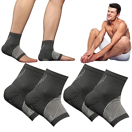 Image of 2Pairs Comprex Ankle Sleeves, Soothe Relief Socks for Neuropathy Pain Women, Plantar Fasciitis Socks for Arch Support, Achilles Tendonitis, and Foot Pain Relief (L, Gray)
