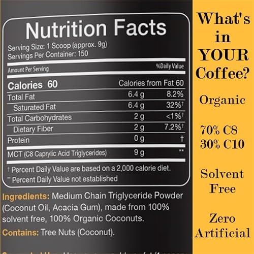 Intentionally Bare Organic MCT Oil Powder - Zero Net Carbs & No Grit MCT Powder for Body & Brain - Vegan MCT Creamer for Coffee, Tea, Shakes, Smoothies & Baking with 70% C8 & 30% C10 - Unflavored - Thumbnail 2