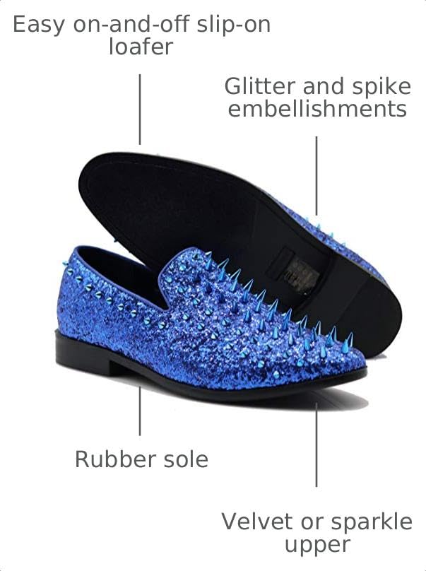 Image of SPK16 Men's Vintage Spike Dress Loafers Slip On Fashion Shoes Classic Tuxedo Dress Shoes