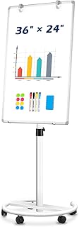 Mobile Whiteboard, 36x24 Magnetic White Board with Stand, Height Adjustable Flip Chart Easel, Dry