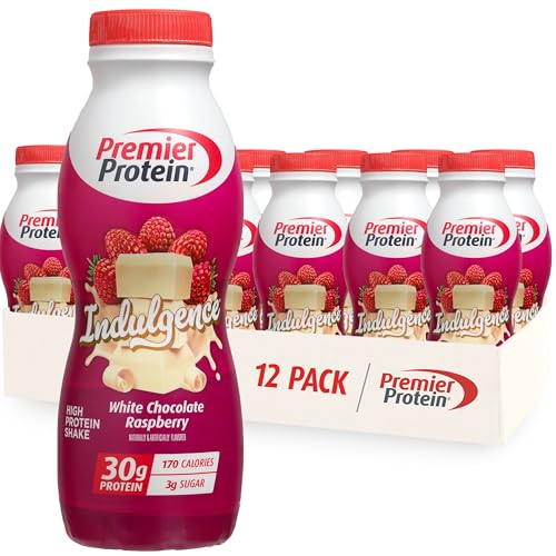 Image of Premier Protein Shake INDULGENCE, White Chocolate Raspberry, 30g Protein, 170 Calories, 3g Sugar, 11.5 fl oz, 12 Pack (Packaging May Vary)
