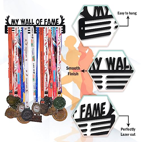 Image of Sehaz Artworks Alloy Steel Medal Holder for Wall | Medal Hangers for Wall | Medal Display Case | Wall Mount Medal Frame Holds Upto 24-30 Medals Black