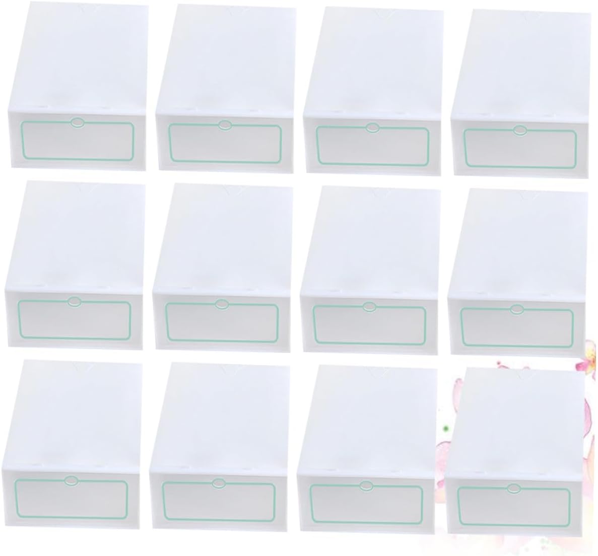 Healifty 12pcs Large Stackable Plastic Shoe Storage Boxes Lids, Thickened Shoe Organizers for Closet and Home Storage