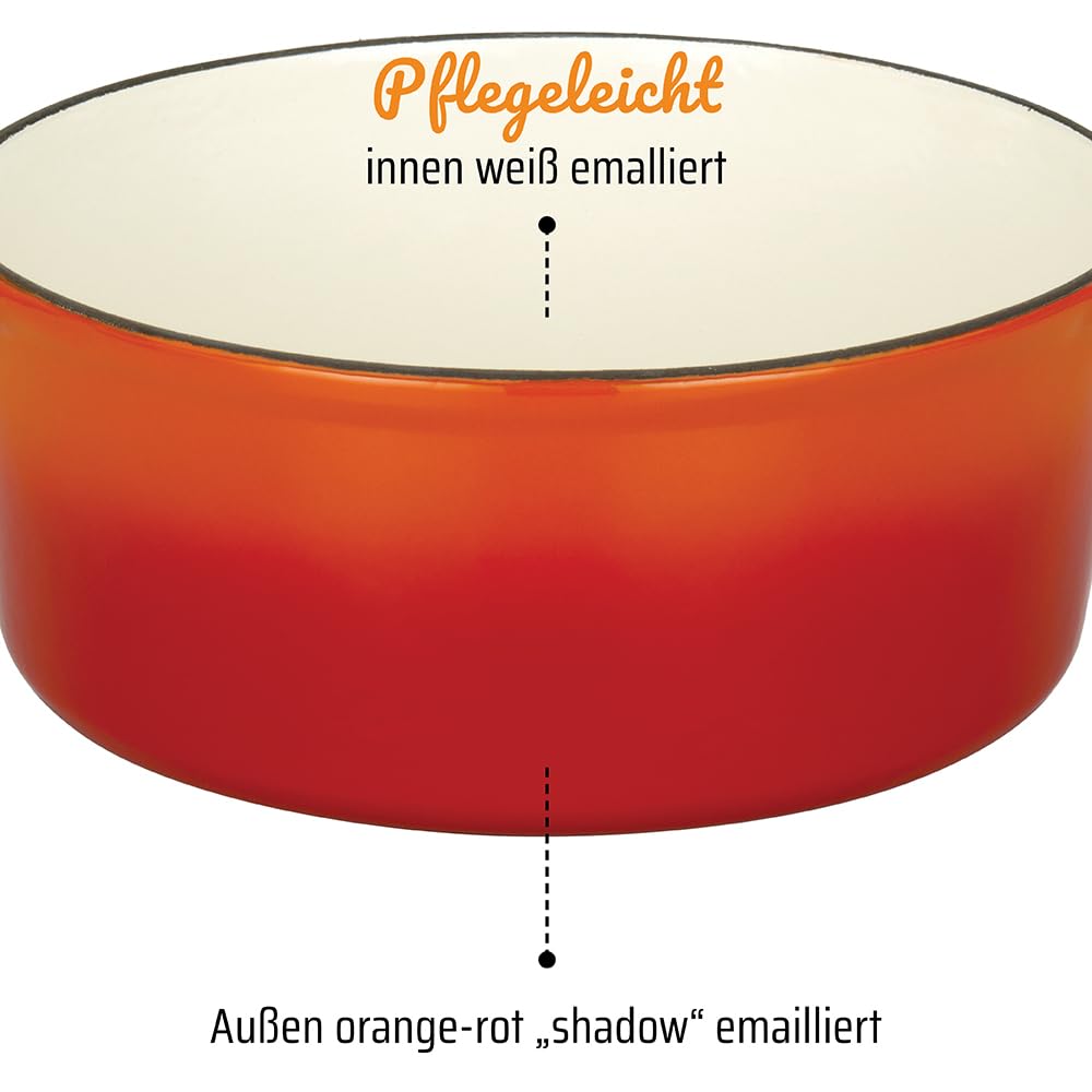 GSW 717243 Shadow Kochtopf mit Deckel 4 L, Gusseisen, orange/creme, 24 cm 2 Einheiten