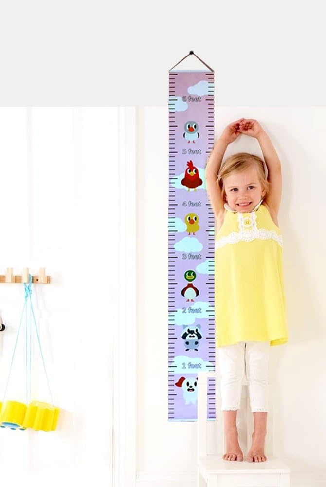SuhaShop Colorful Height Chart -Growth Chart for Girls - Boys - Kids with Digital Printing Nursery Wall Decor-Measure Growth & Height (Cute Birds)
