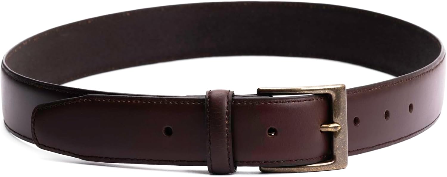 Portland Leather Women's Legacy Leather Belt - Full Grain Leather - Antique Brass Buckle - Feather-Edge Finish