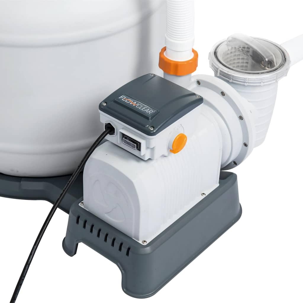 Pompe filtrante à sable pour piscine hors sol 11 355 l/h Flowclear avec distributeur ChemConnect panier pré-filtre vanne 6 positions Minuteur pour nettoyage de piscine