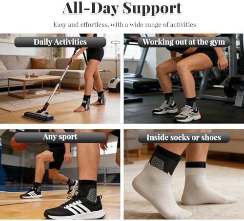 Yougeweiwu 2PCS Ankle Brace Compression Support Stabilizer for Men Women, Ankle Support with Adjustable Wrap for Sports Training and Daily Activity - 4