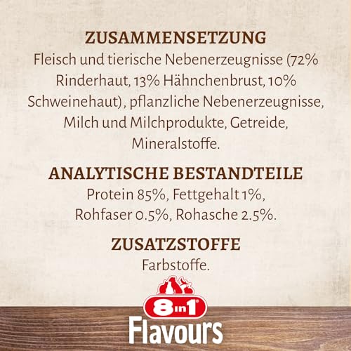 8in1 Triple Flavour Ropes Kaustangen für Hunde - Kausnacks zum Spielen und Kauen mit Rindfleisch, Schweinefleisch und Hähnchenfleisch, 65 g Beutel (ca. 6 Stück)