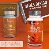 BIOMENTA Biotin + Zink + Selen - Haut + Haare + Nägel Komplex - 12.500 mcg Vitamin B7 / Stck. - 370 Biotin Tabletten hochdosiert + vegan - Premiumqualität