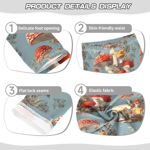 Girls Leggings Mushrooms Leaves Blue Soft Toddler Leggings for Girls Kids Pants Size 4T-10T3