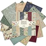 Vintage Scrapbook Paper 12x12 Inch – 24 Sheets Single-Sided Patterned Paper...